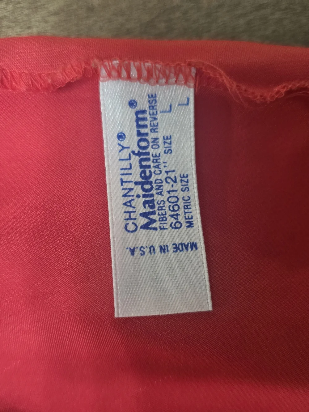 Vintage 80s Maidenform Chantilly Red Half Slip Skirt Lace Hem L Slit
